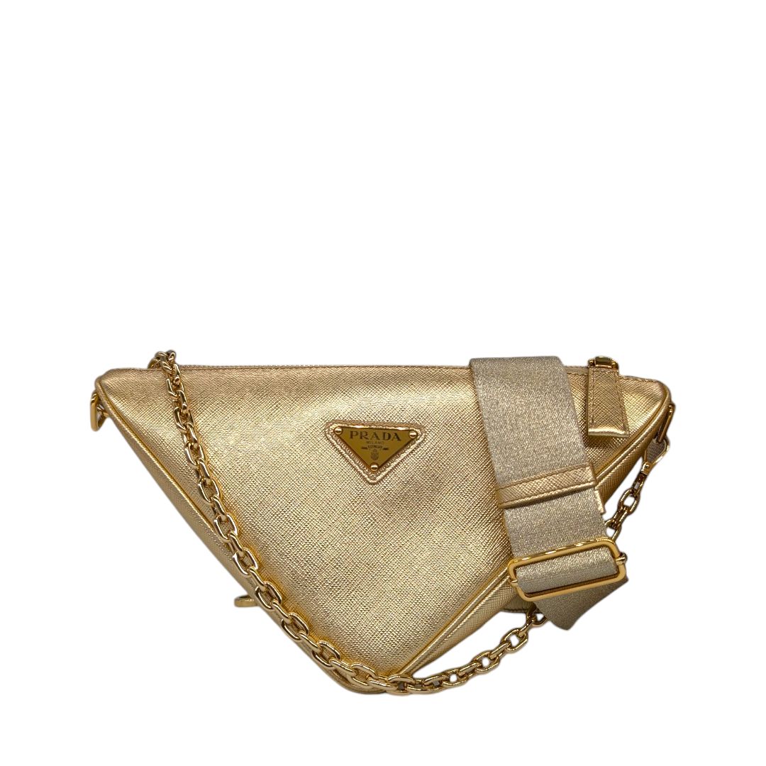 Prada  Saffiano Lux Triangle Shoulder Bag