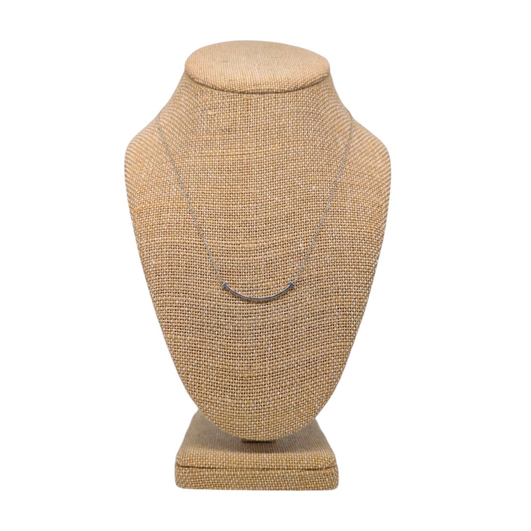 Tiffany  Sterling Silver Small T Smile Pendant Necklace