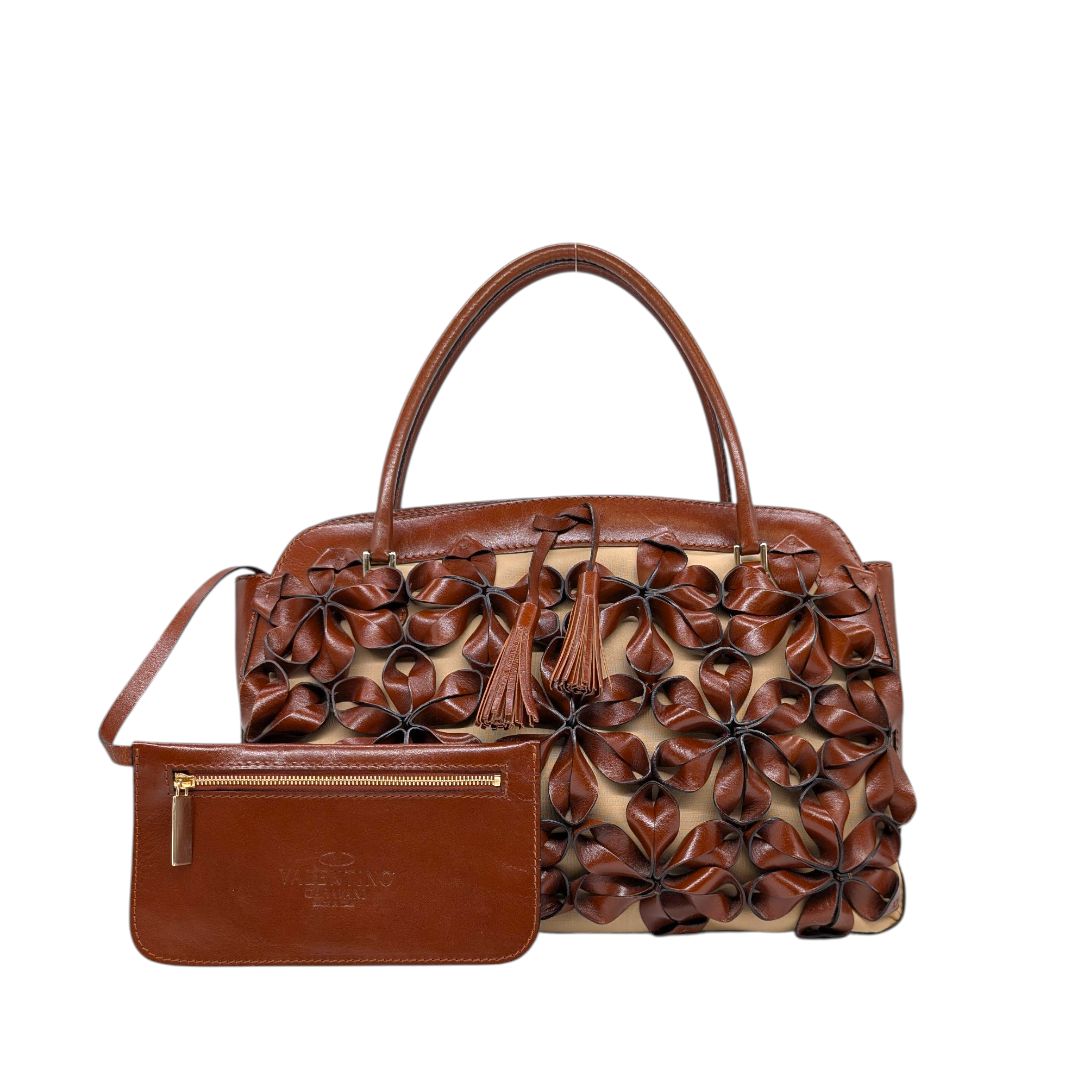 Valentino Floral Leather Tote Bag