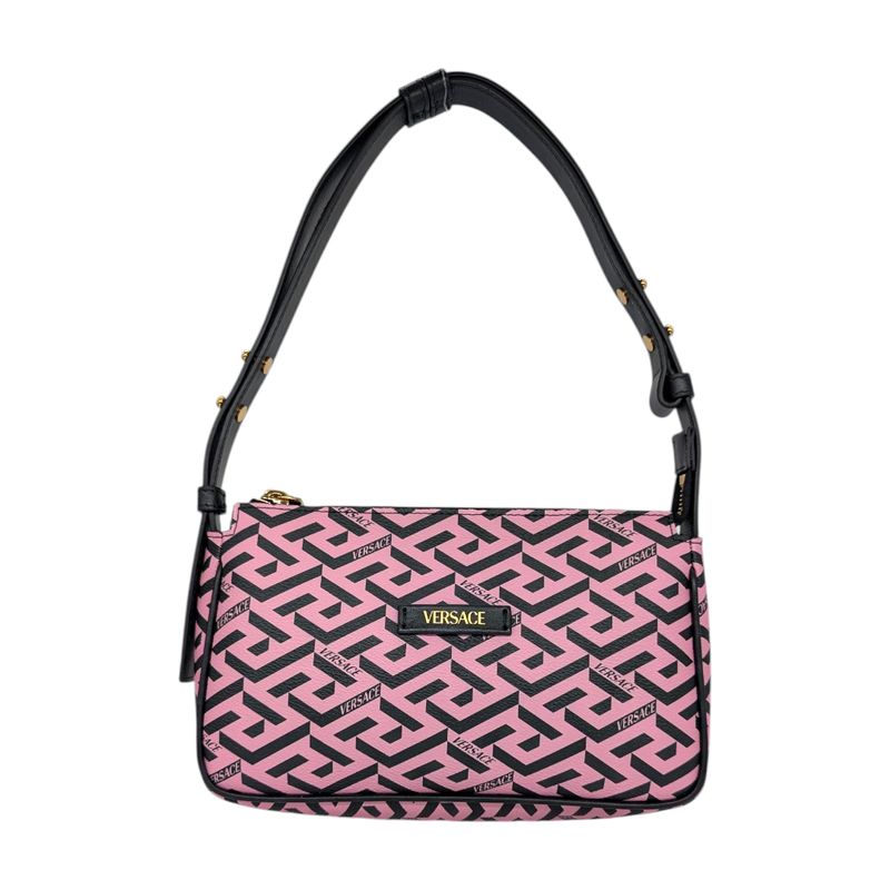 Versace La Greca Pink + Black Shoulder Bag