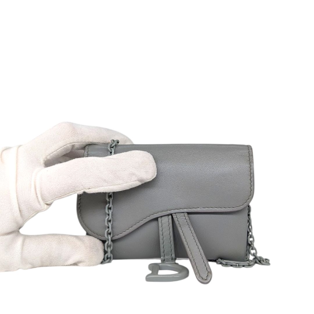 Christian Dior  Ultra Matte Calfskin Nano Saddle Chain Pouch