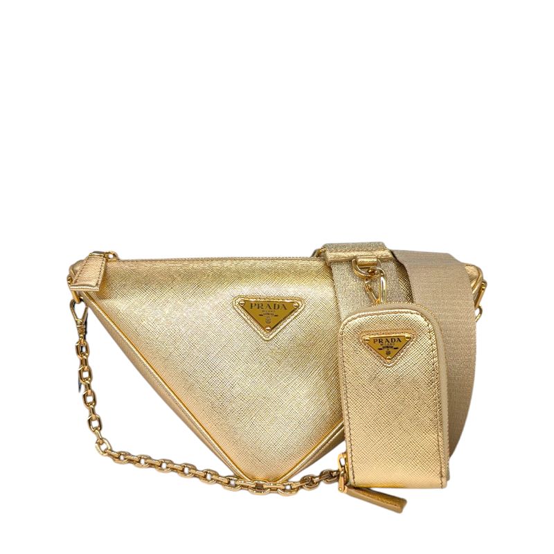 Prada  Saffiano Lux Triangle Shoulder Bag