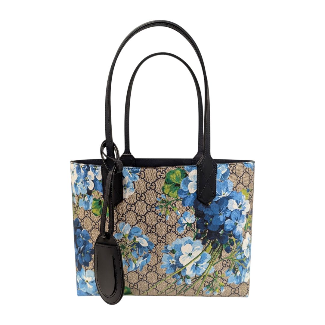 Gucci GG Supreme Reversible Blooms Tote (Blue)