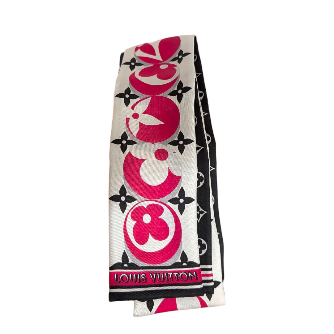 LV Silk Twilly Monogram Pink and Black