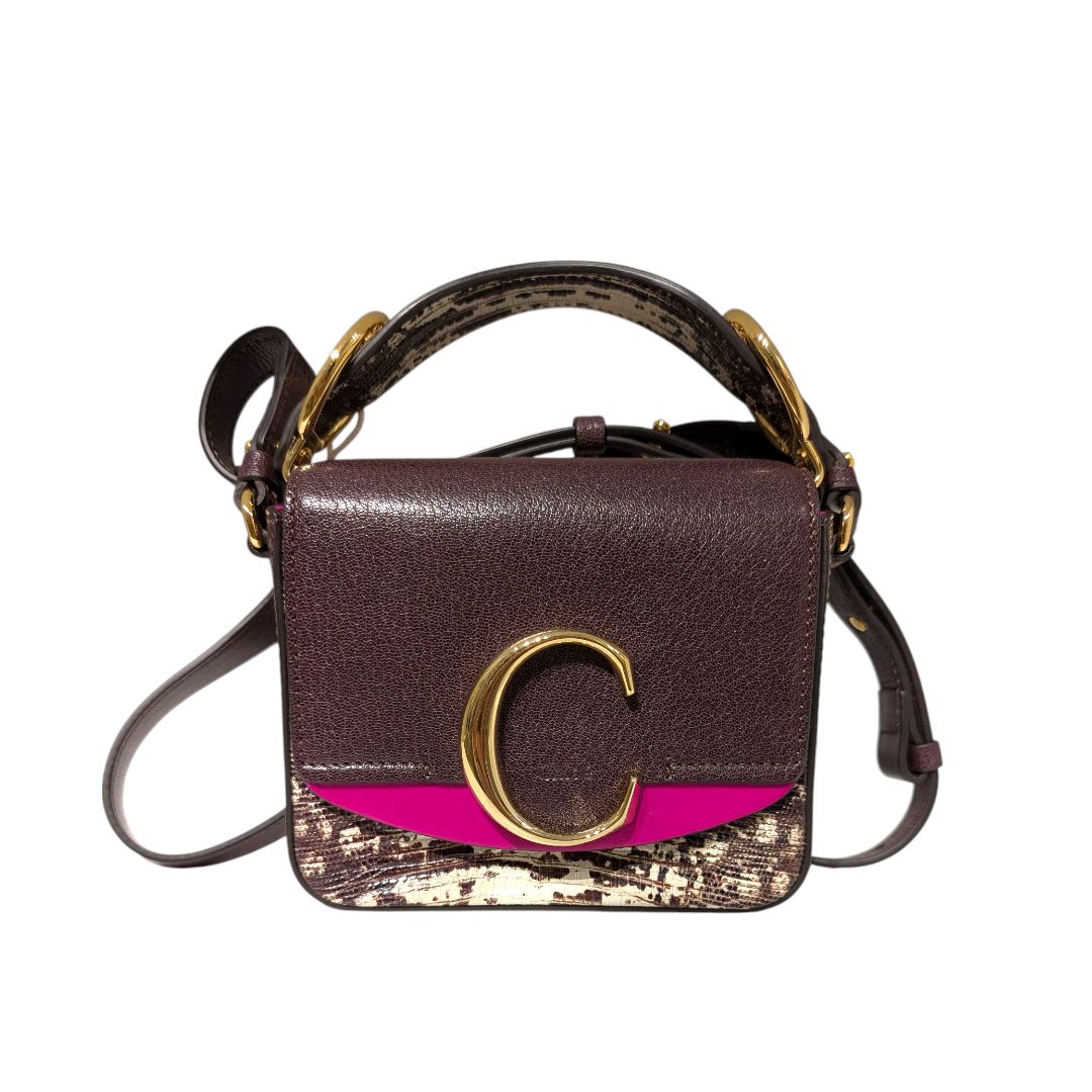 Chloe C Mini Lizard-Embossed Leather Shoulder Bag
