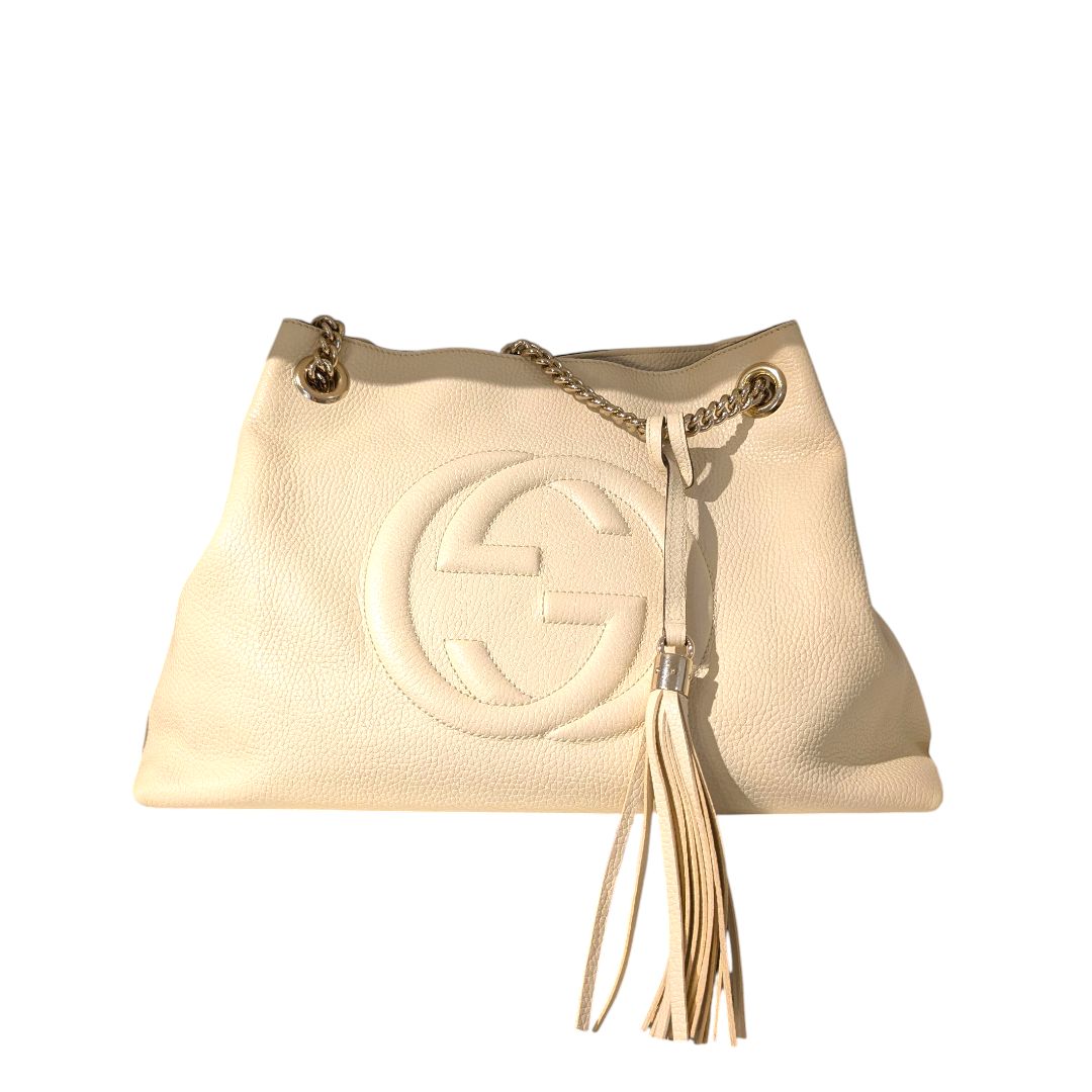 Gucci Medium Soho Disco Chain Tote (Cream)