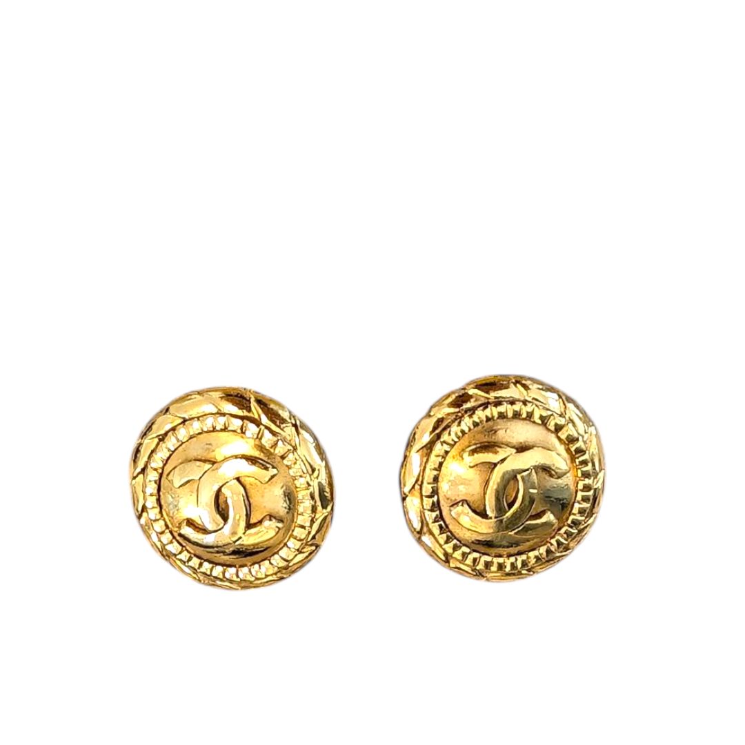 Chanel Round CC Clip On Earrings