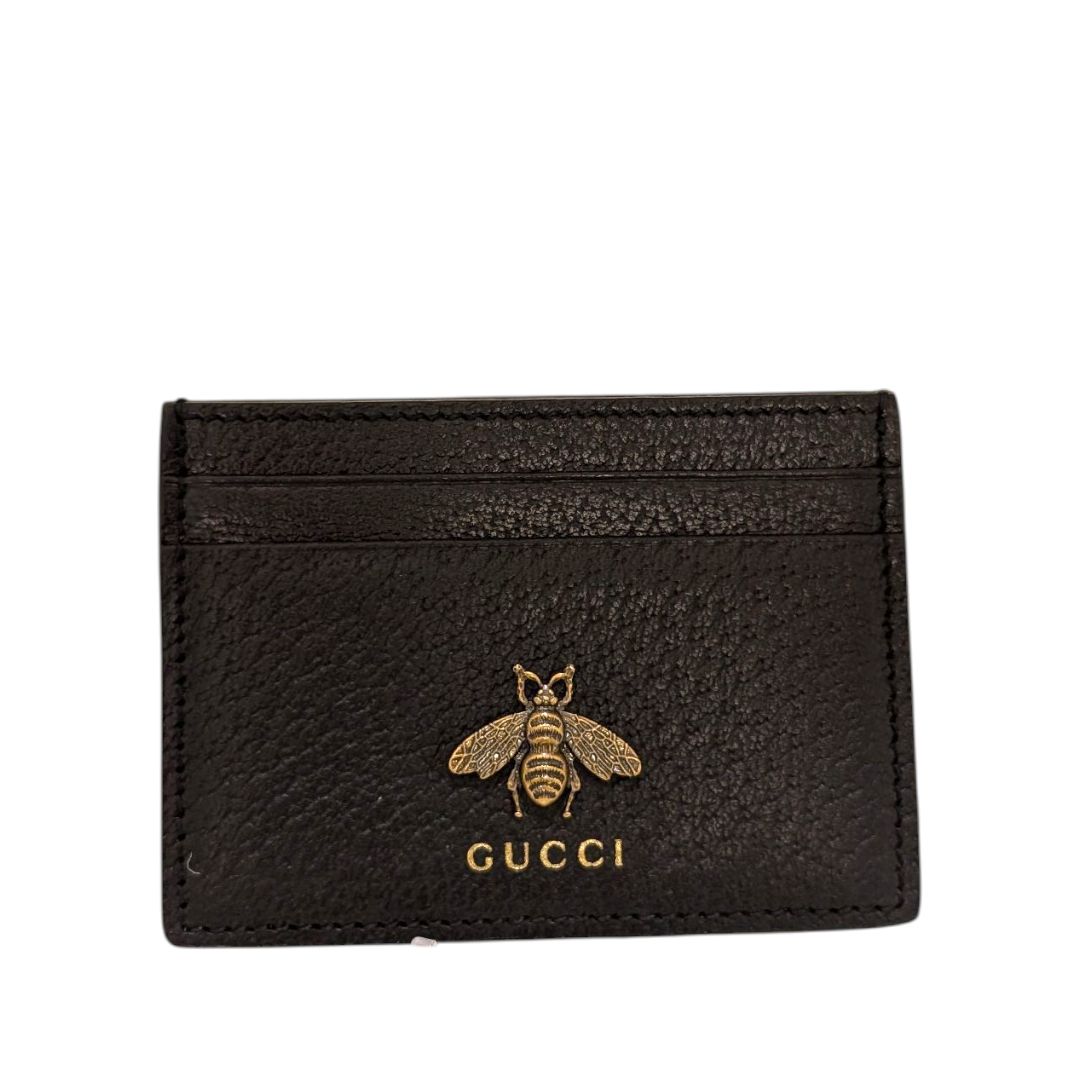 Gucci Pebbled Calfskin Animalier Card Holder