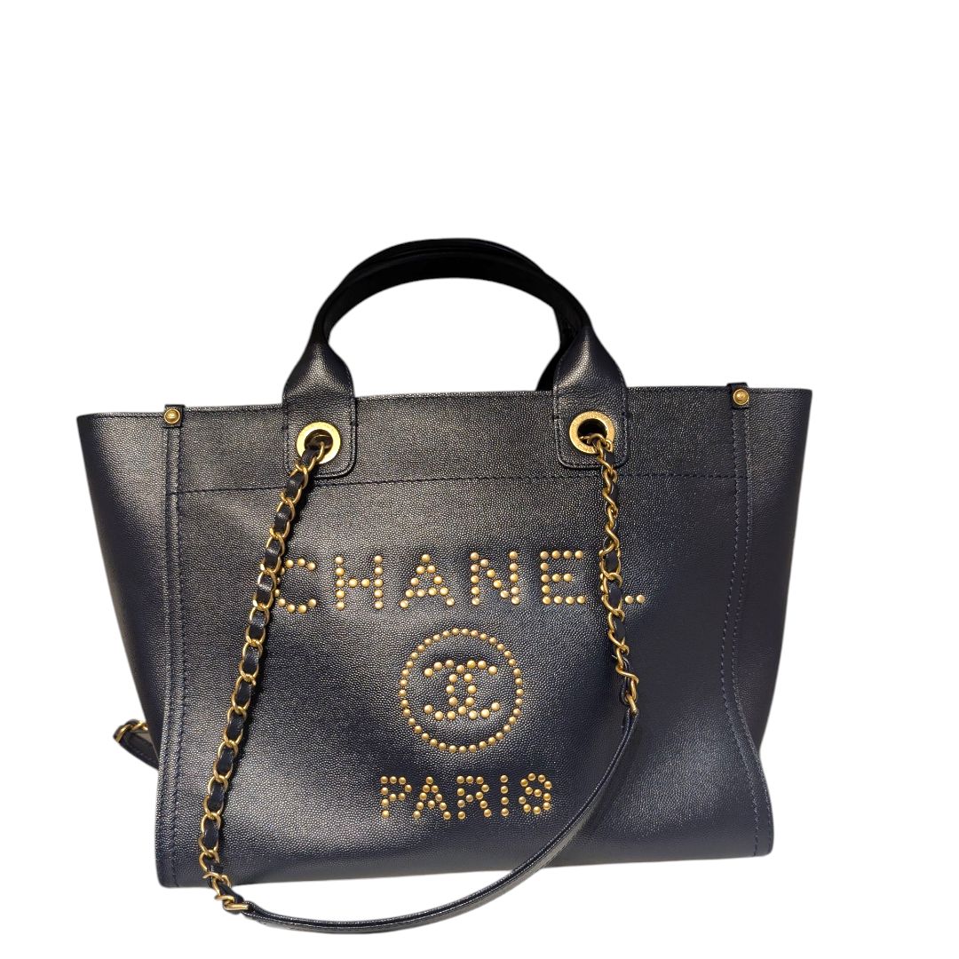 Chanel Caviar Small Studded Deauville Tote