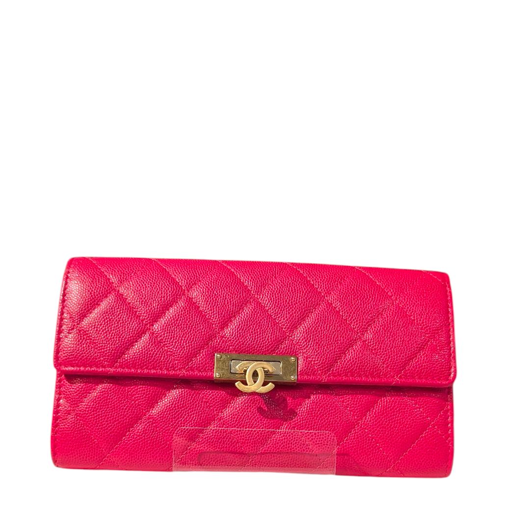 Chanel Caviar Quilted Large Golden Gusset Flap Wallet
