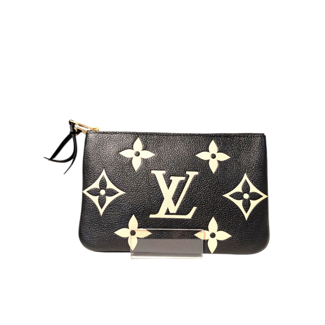 Louis Vuitton Empreinte Giant Monogram Double Zip Pochette (Black and Cream)