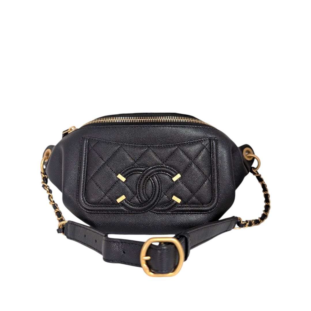 Chanel Caviar Quilted Filigree Waist Bag