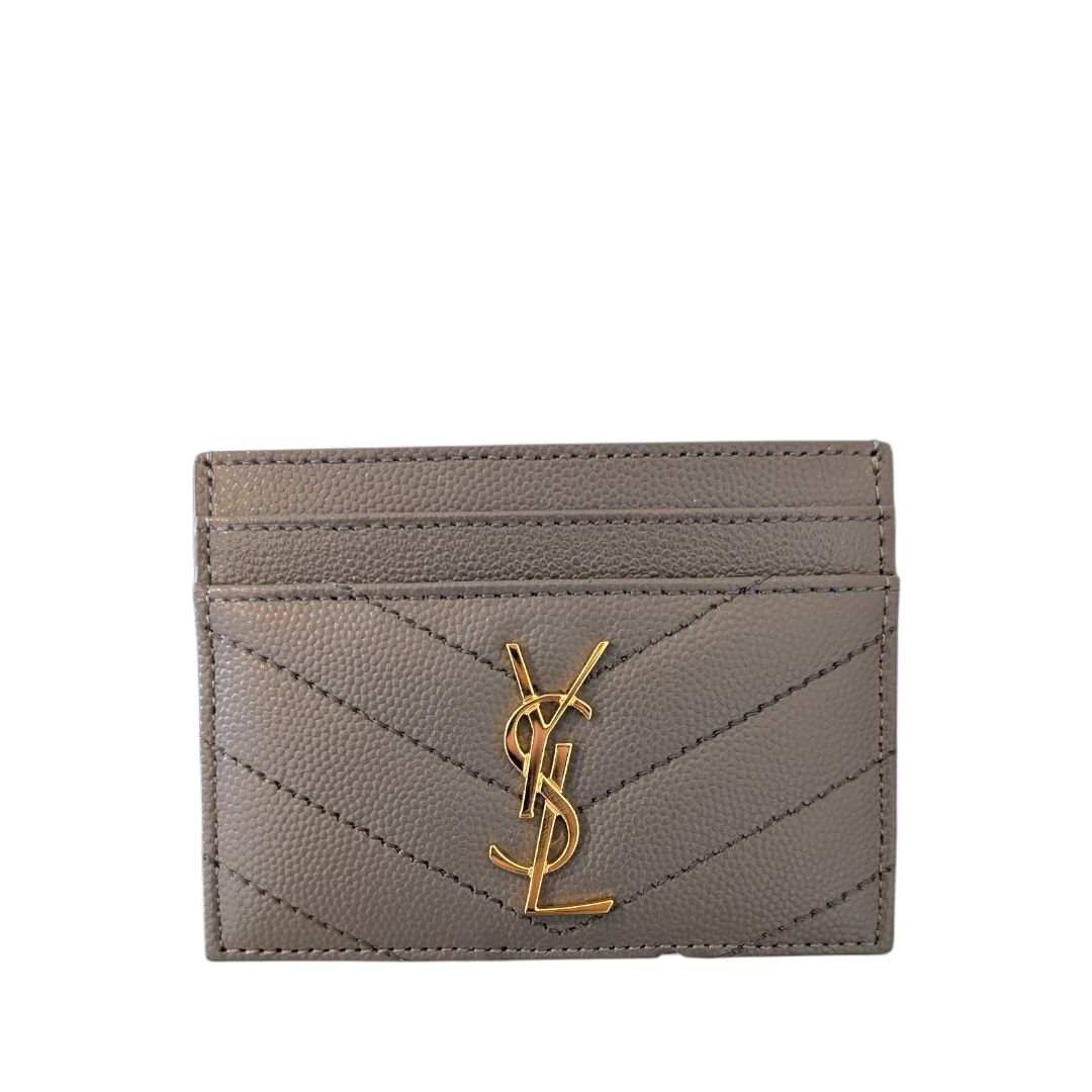 Saint Laurent Grain De Poudre Matelasse Card Holder