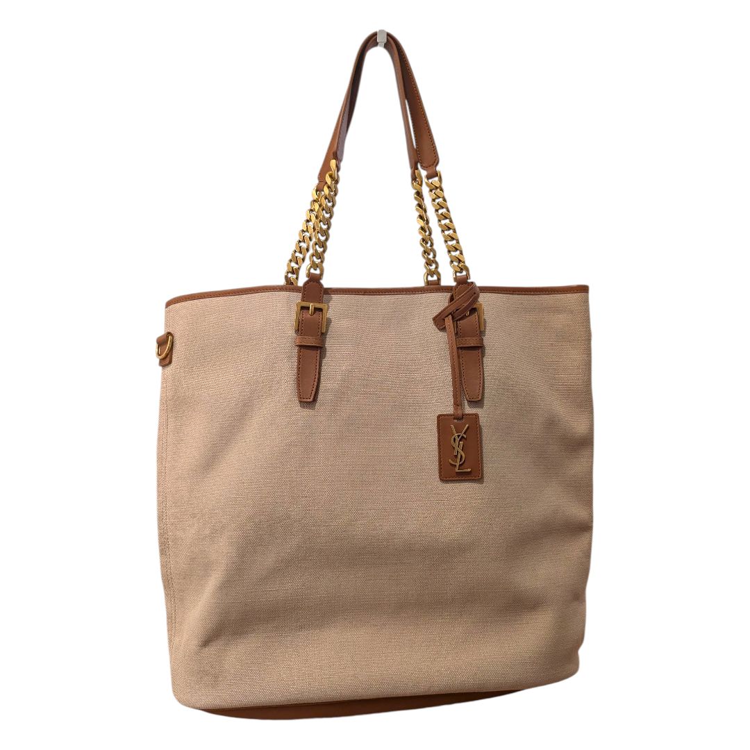 Saint Laurent Cassandre-Tag Canvas Tote Bag