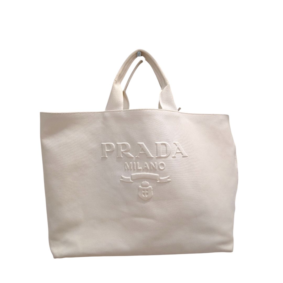 Prada Canapa Drill Tote Bag (canvas white)