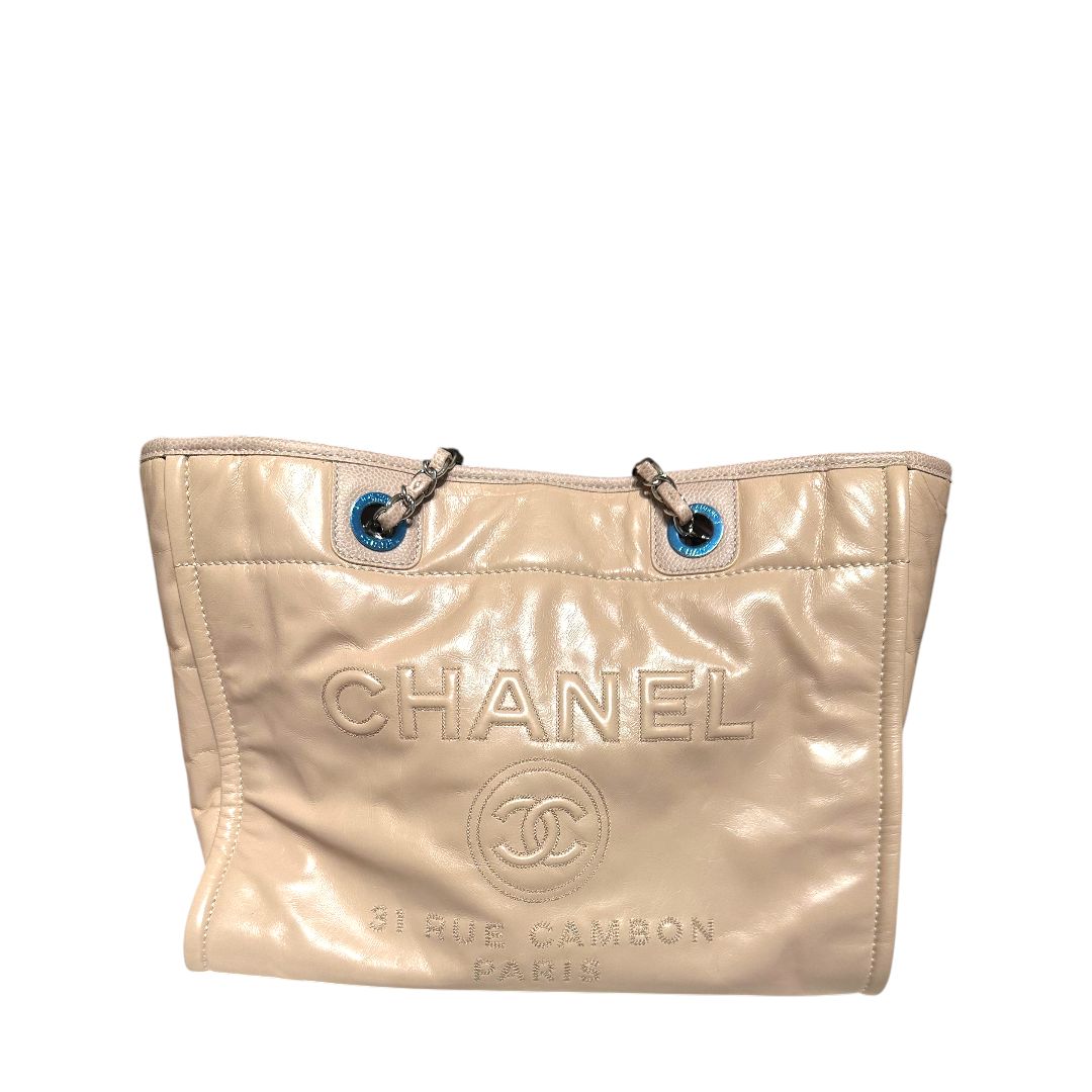 Chanel Calfskin Deauville Tote (Tan)