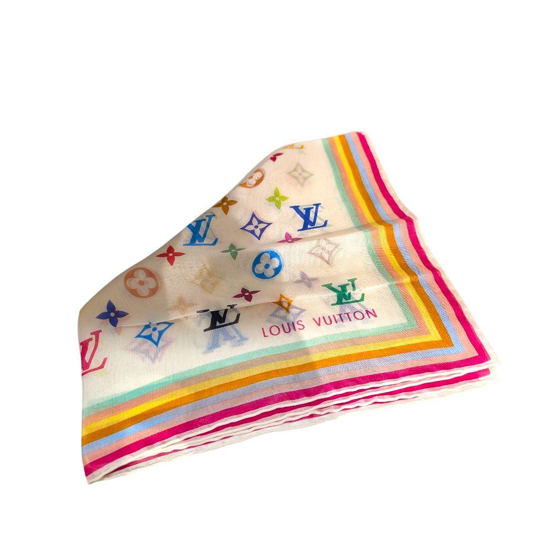 Louis Vuitton X Takashi Murakami White Scarf