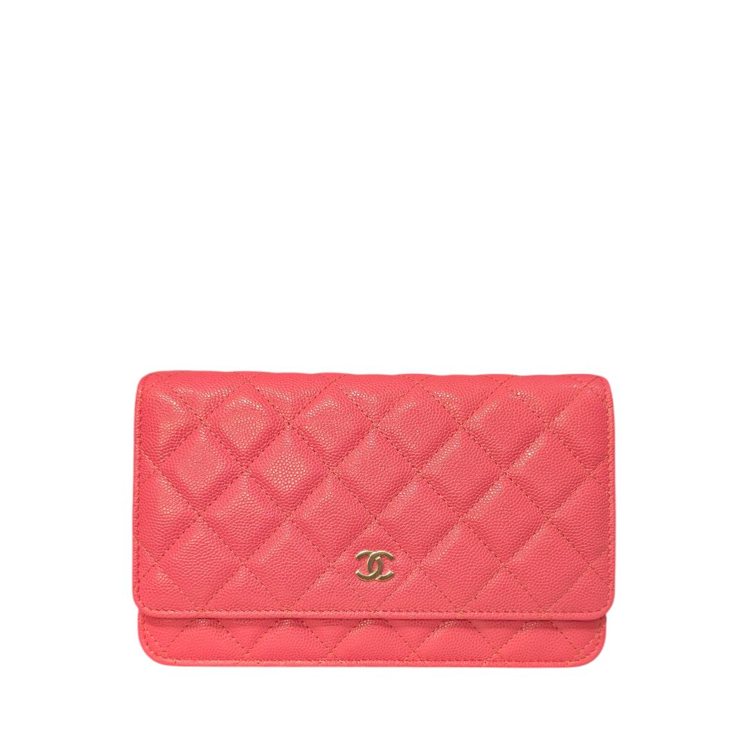 Chanel Pink Caviar Quilted Wallet on Chain