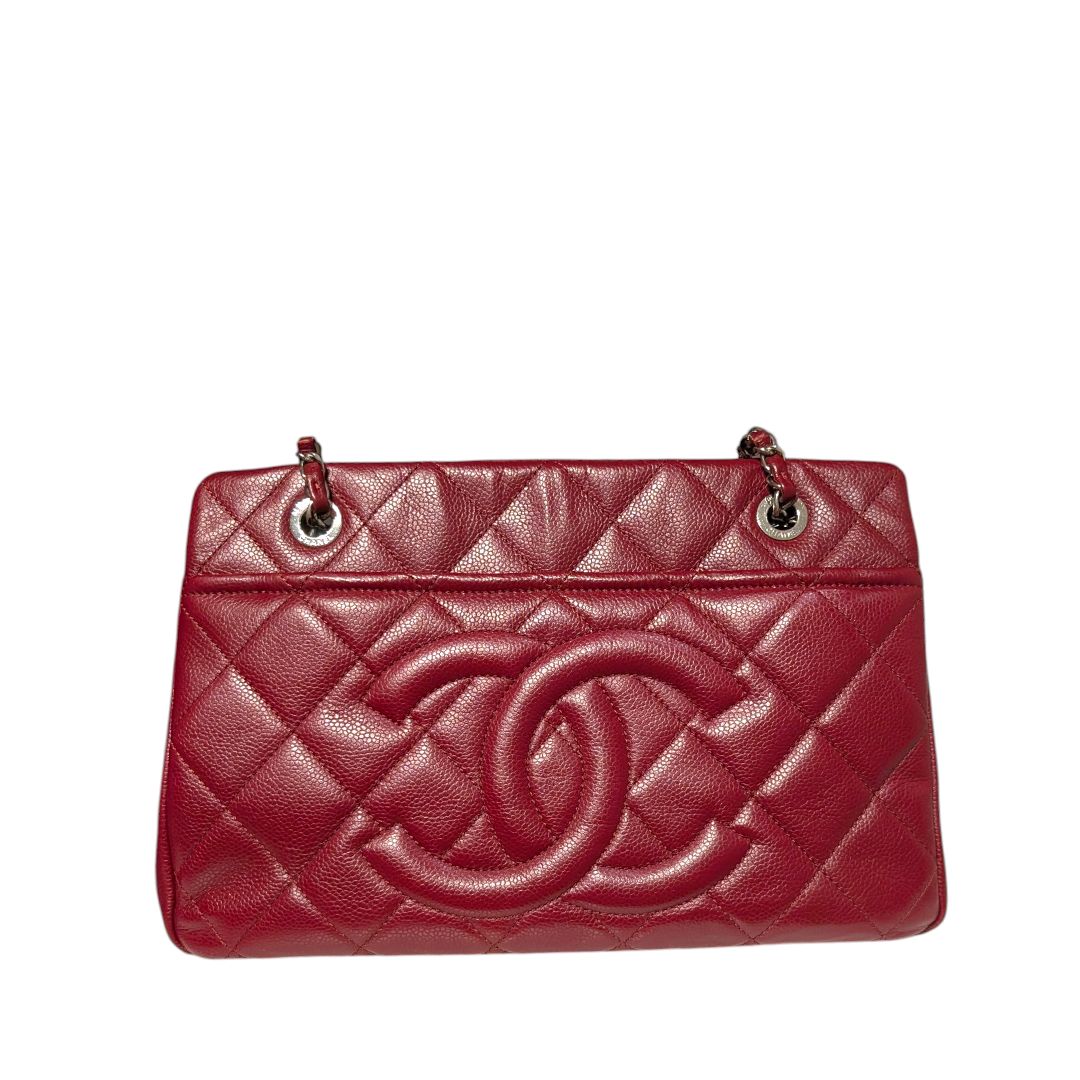 Chanel Dark Red Caviar Quilted Timeless CC Tote