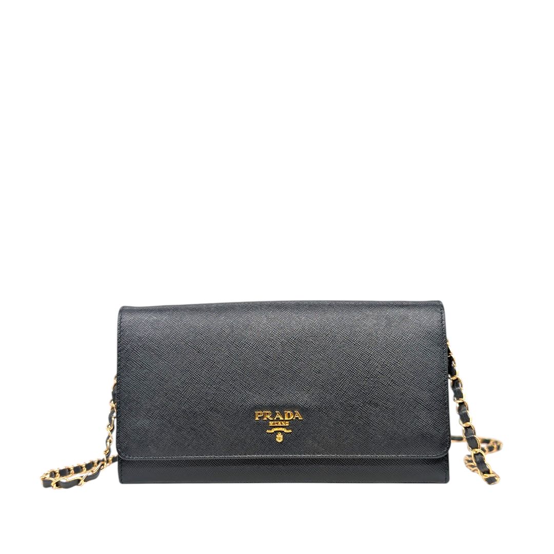 Prada Saffiano Leather Wallet On Chain