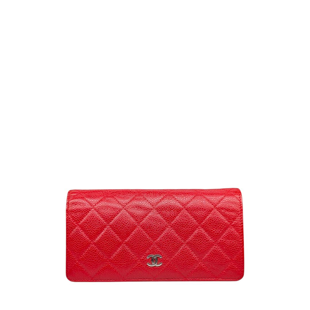Chanel Caviar Quilted Yen Wallet (Red)