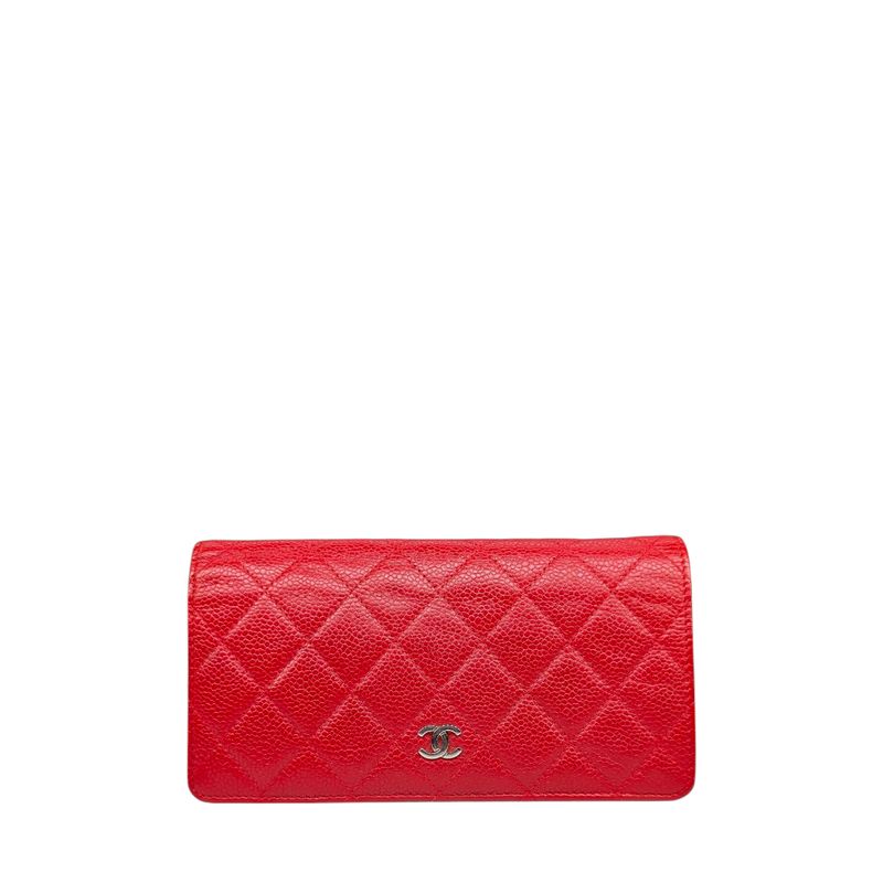 Chanel Caviar Quilted Yen Wallet (Red)