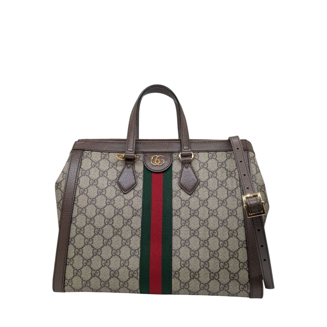 Gucci GG Supreme Monogram Web Medium Ophidia Tote.