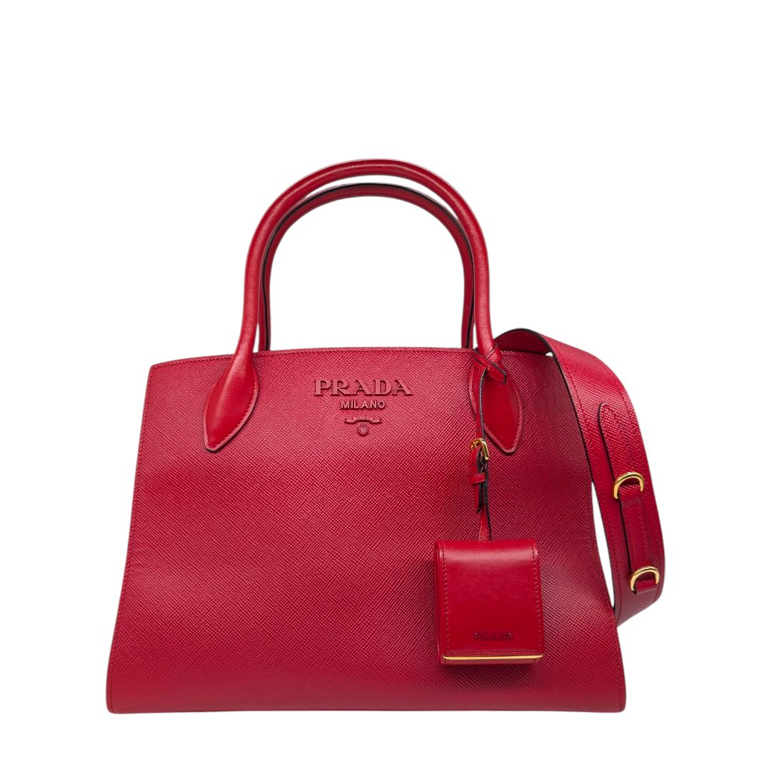 Prada Saffiano Cuir Calfskin Medium Monochrome Top Handle Tote