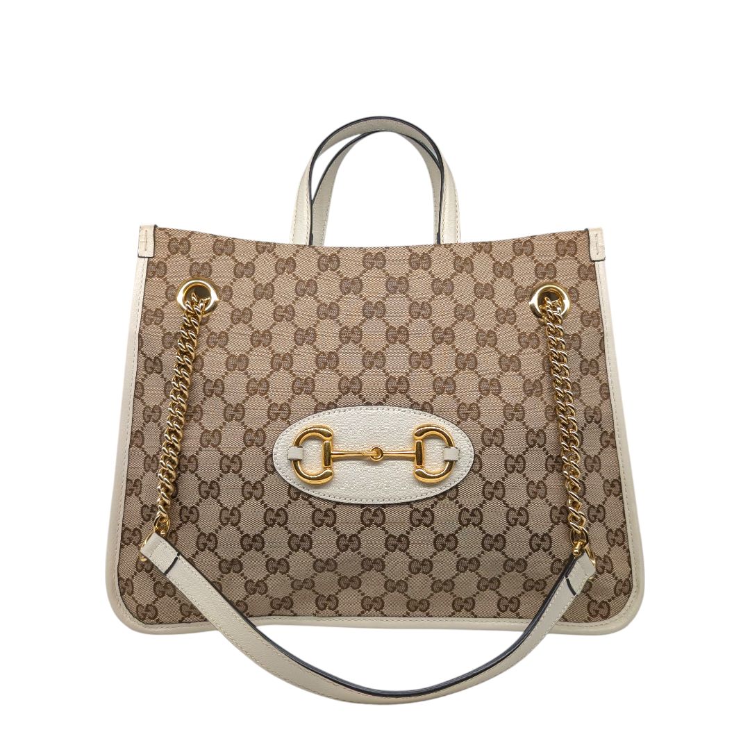 Gucci Monogram Calfskin Medium Horsebit 1955 Tote