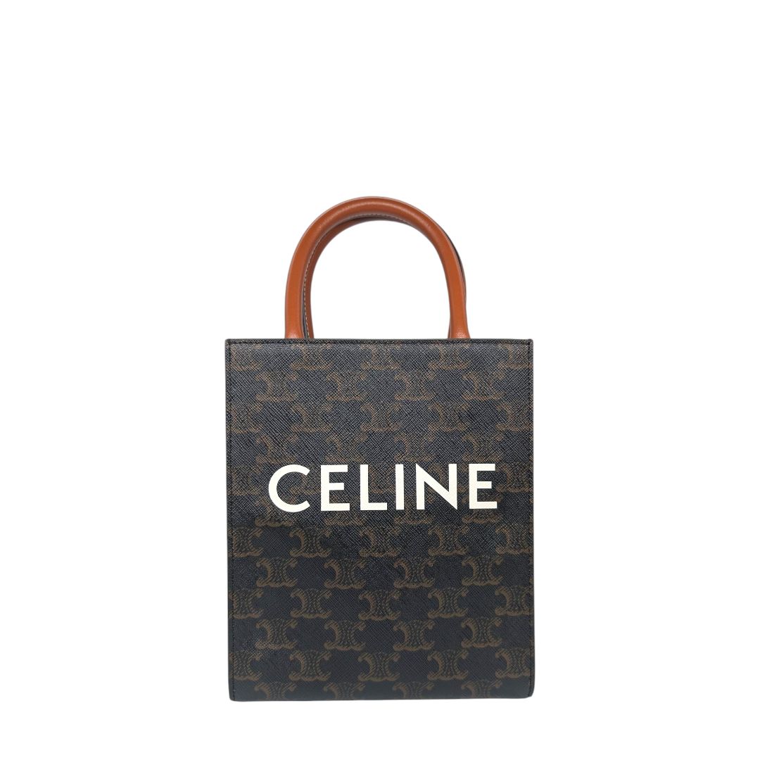 Celine Triomphe Canvas Calfskin Mini Vertical Tote