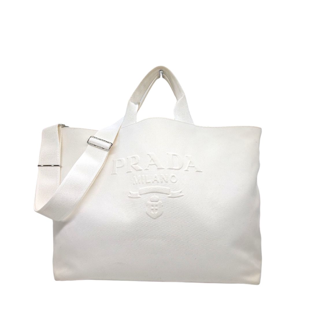Prada Canapa Drill Tote Bag (canvas white)