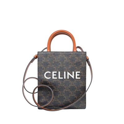 Celine Triomphe Canvas Calfskin Mini Vertical Tote