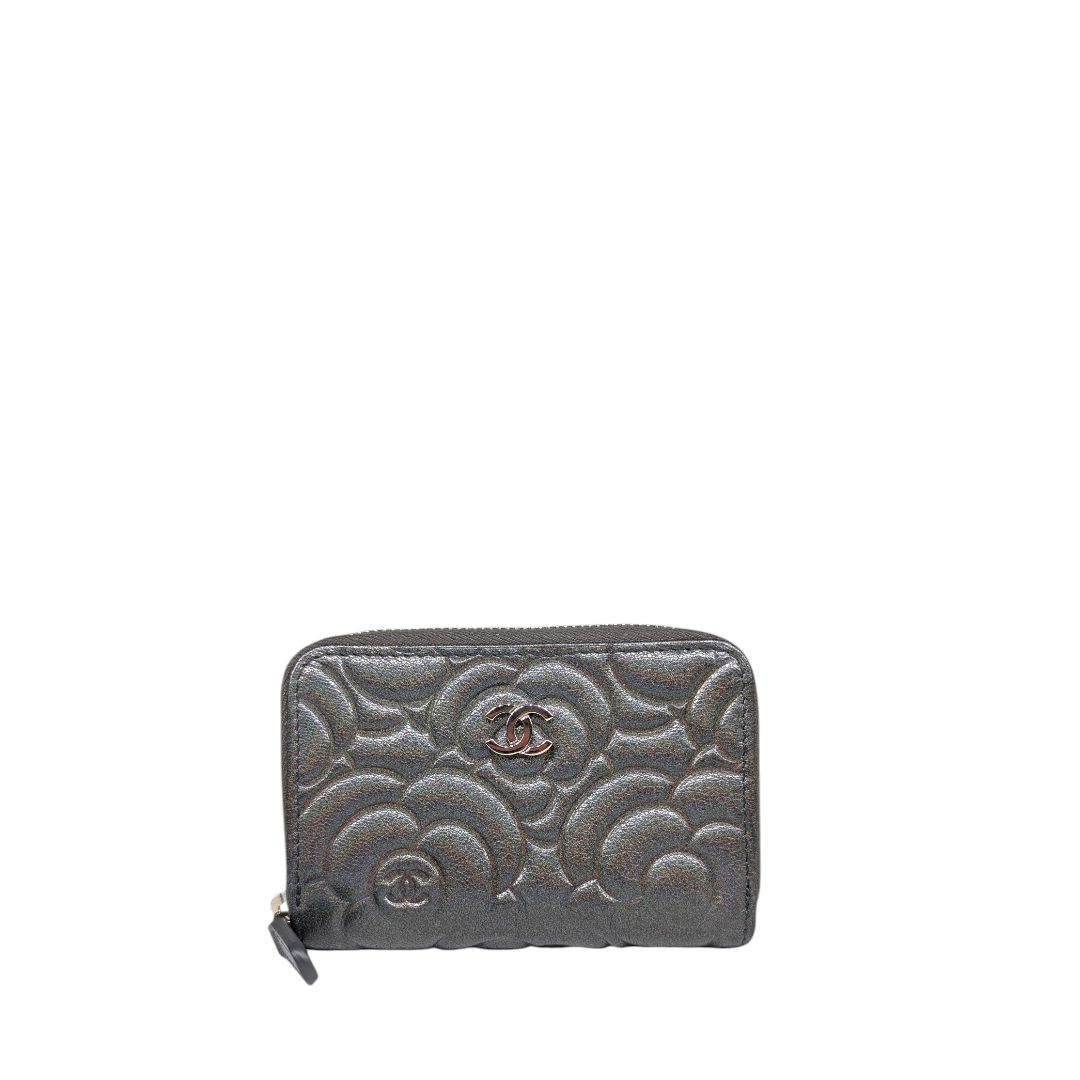 Chanel Camelia Grey Iridescent Cardholder