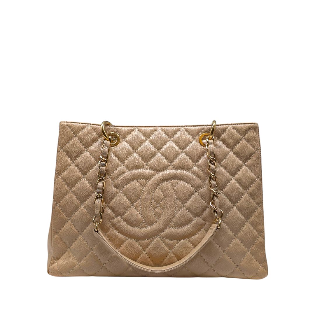 Chanel Tan Caviar Grand Shopping Tote