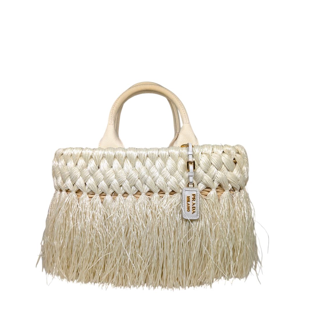 Prada Wicker Fringe Basket Bag