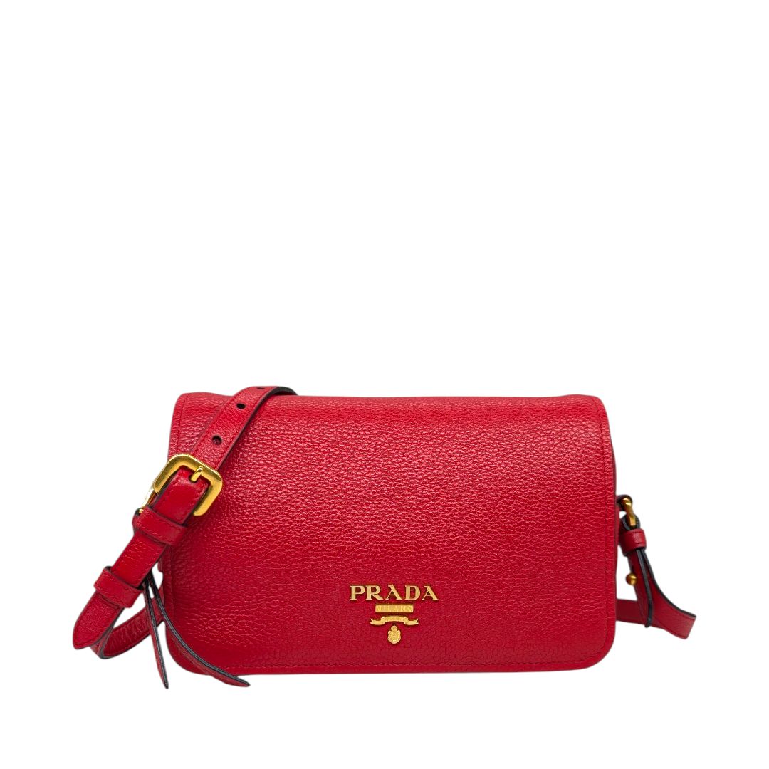 Prada Flap Zip Crossbody Vitello