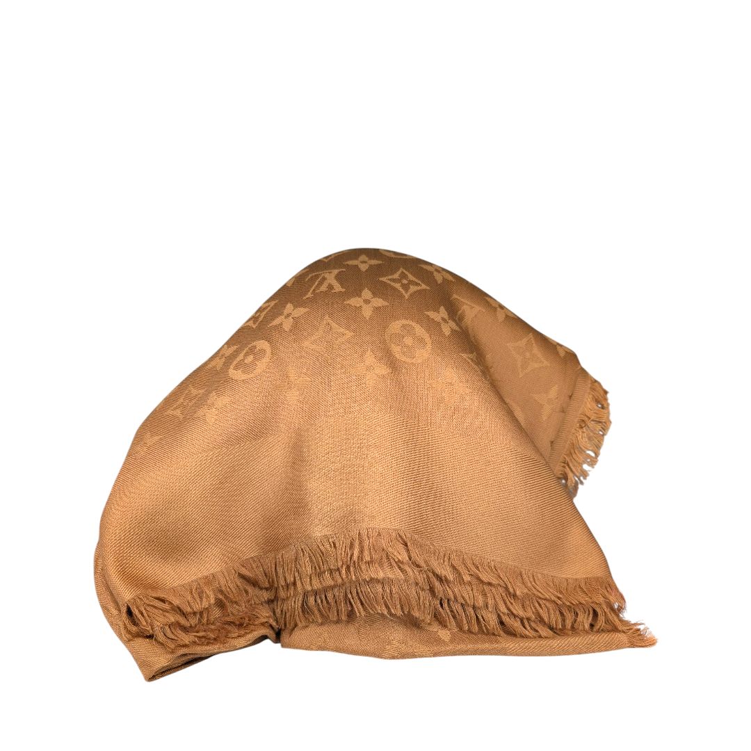 Louis Vuitton Silk/Wool Camel Monogram Shawl