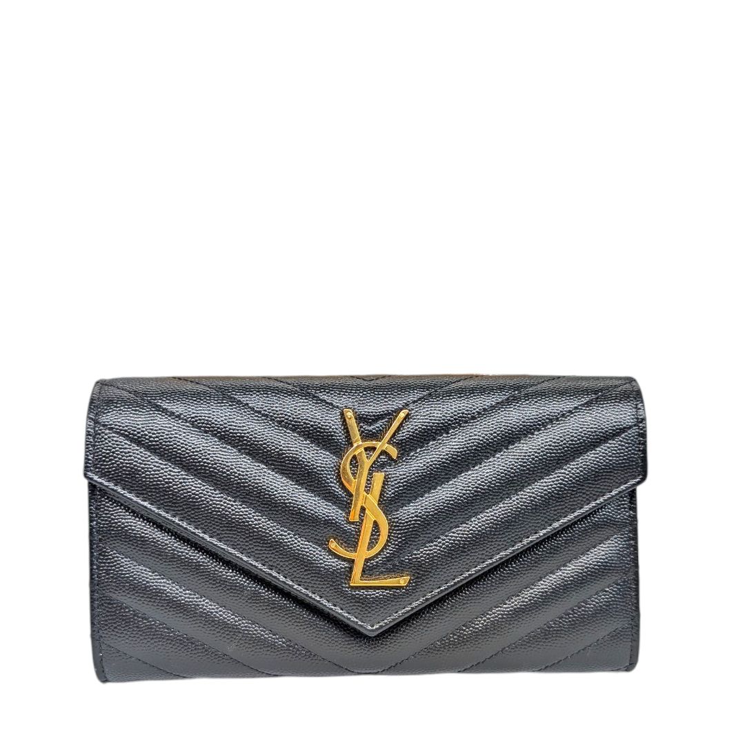 Saint Laurent Large Grain De Poudre Leather Flap Wallet