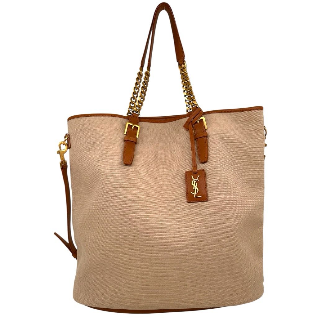 Saint Laurent Cassandre-Tag Canvas Tote Bag