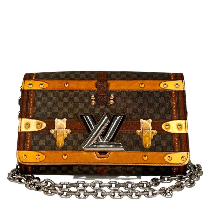 Louis Vuitton Transformed Damier Ebene Time Trunk Twist Chain Wallet on Chain