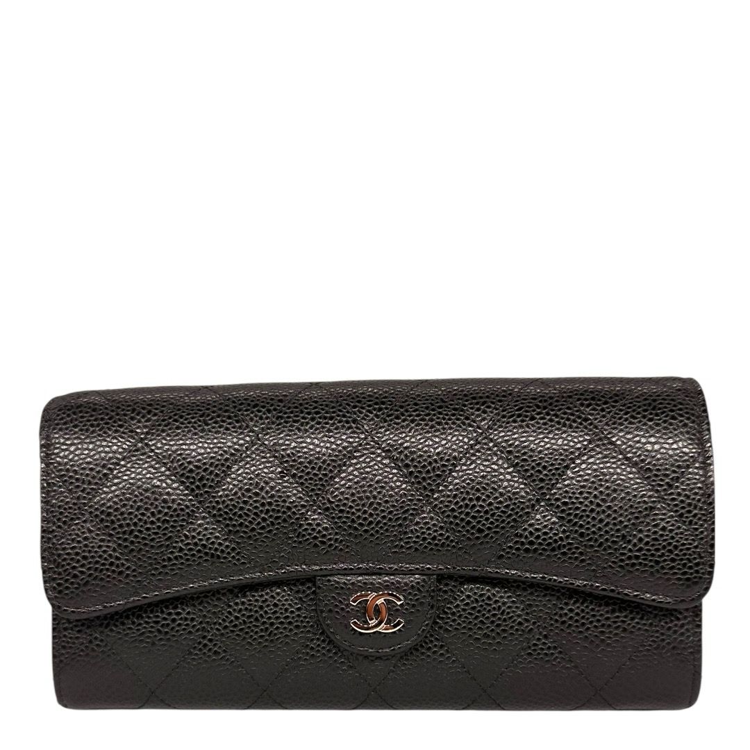 Chanel Caviar Quilted Large Gusset Flap Wallet