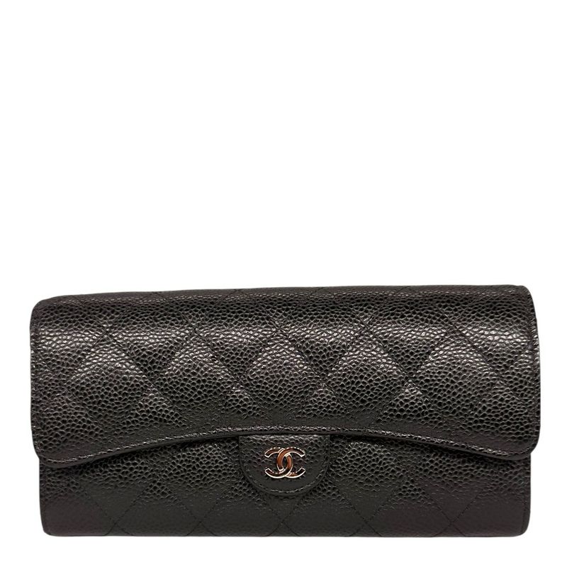 Chanel Caviar Quilted Large Gusset Flap Wallet