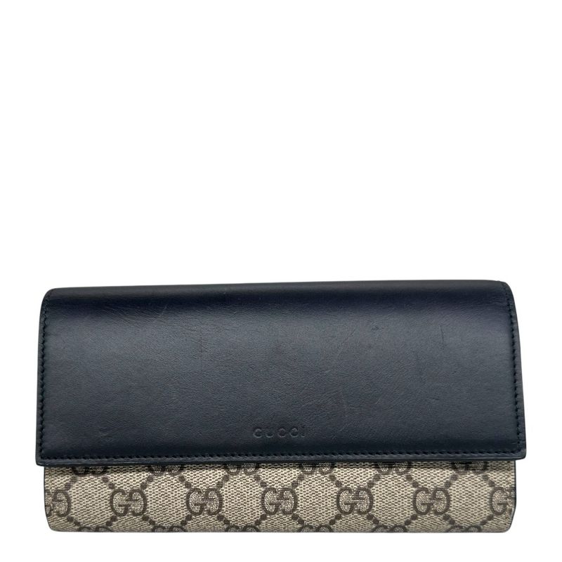 Gucci Calfskin GG Supreme Monogram Continental Wallet