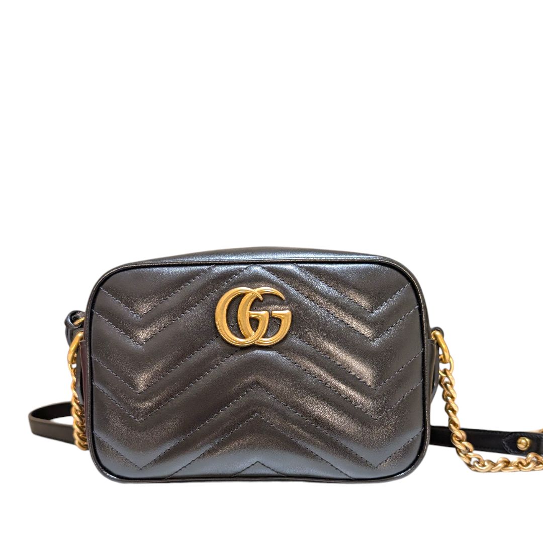 Gucci Calfskin Matelasse Mini GG Marmont Chain Bag