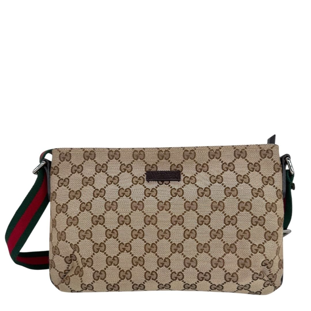 Gucci Monogram Web Small Flat Messenger Crossbody