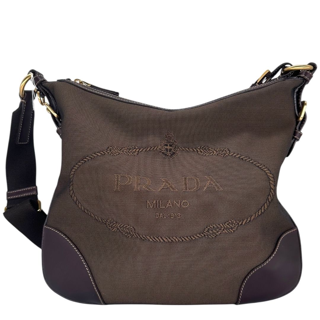 Prada Jacquard Logo Small Flat Messenger