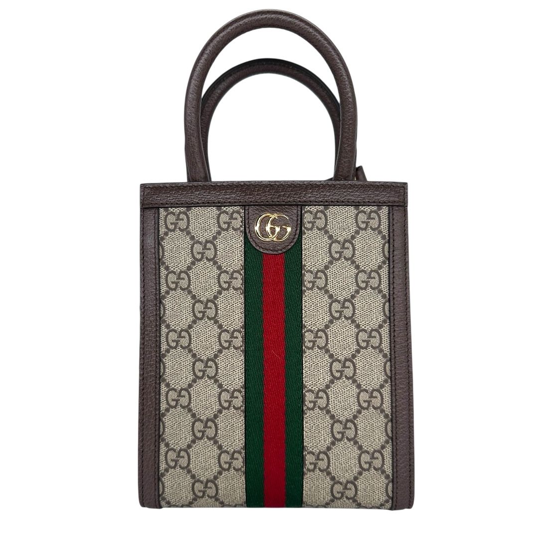 Gucci GG Supreme Monogram Web Ophidia Mini Vertical Tote