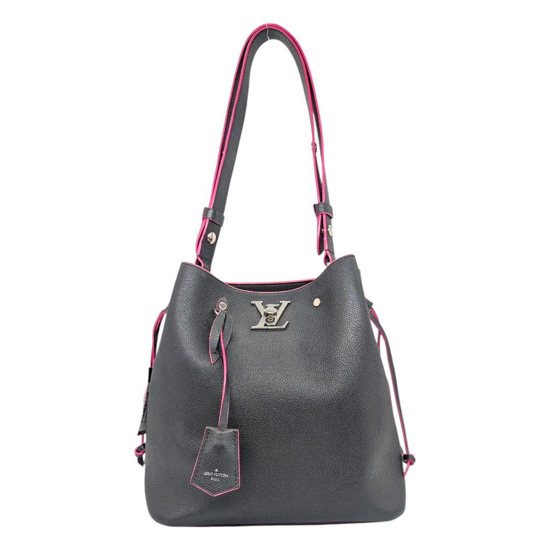 Louis Vuitton Calfskin Lockme Bucket (Pink and Black)