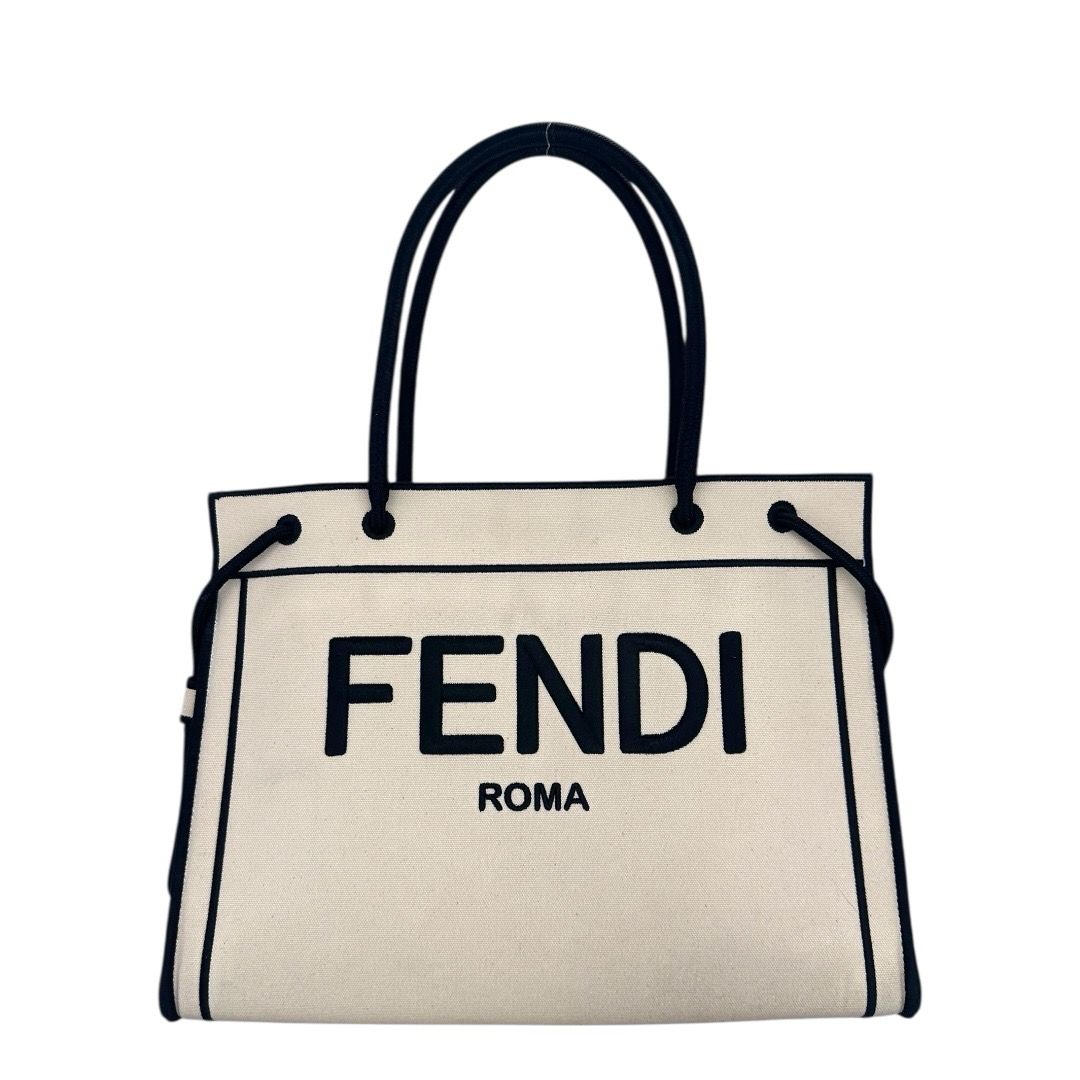 Fendi Canvas Logo Large Shopping Tote