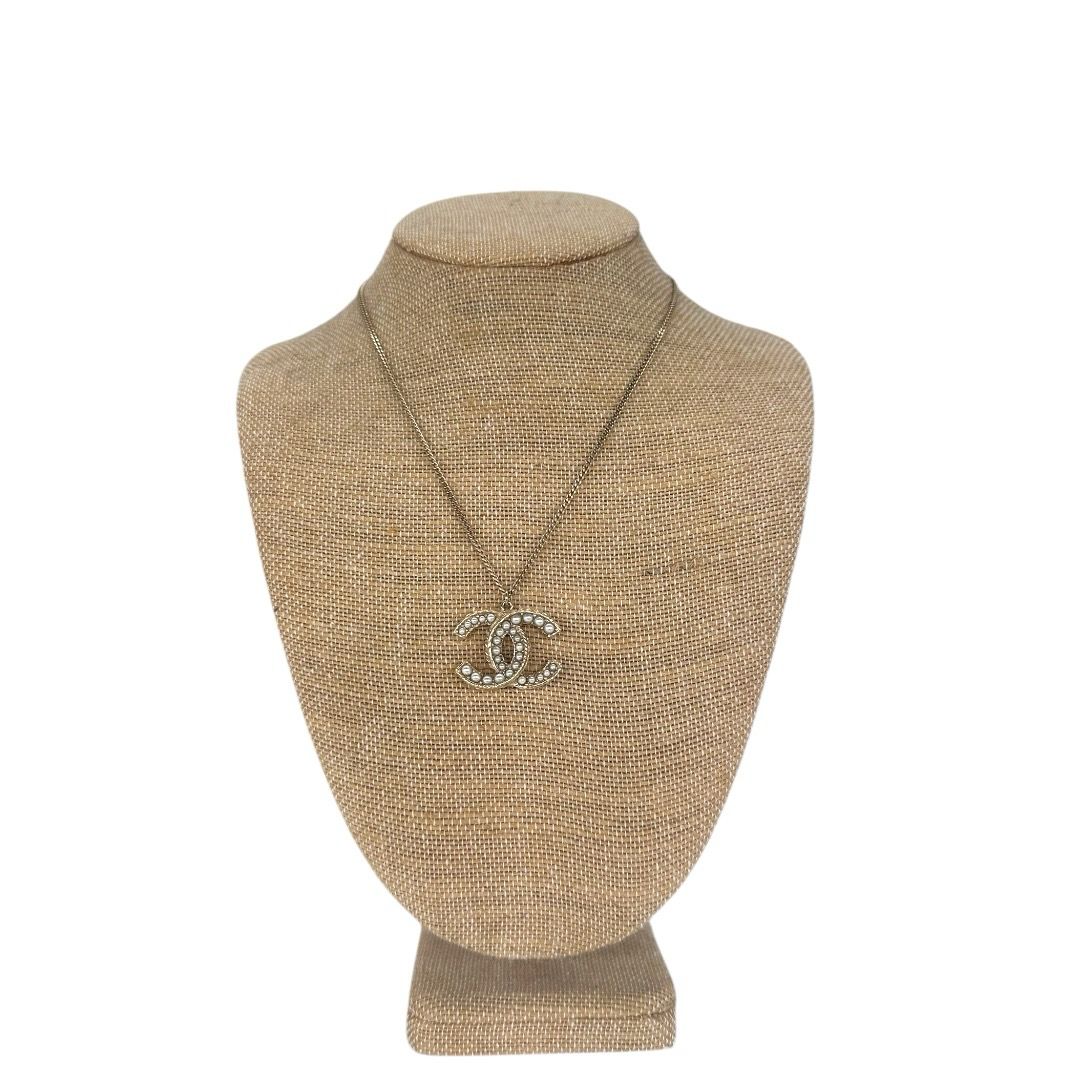 Chanel Pearl CC Pendant Necklace Gold